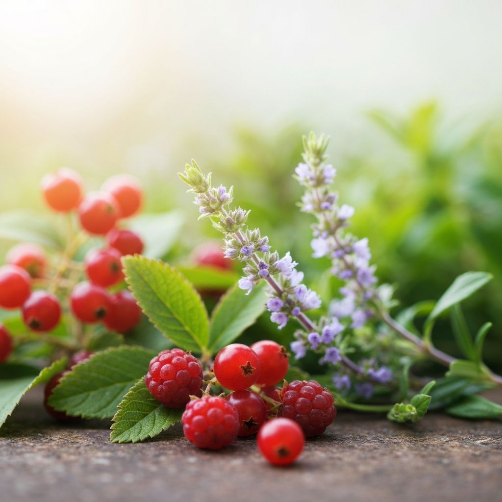 Alpine Beeren und Kräuter